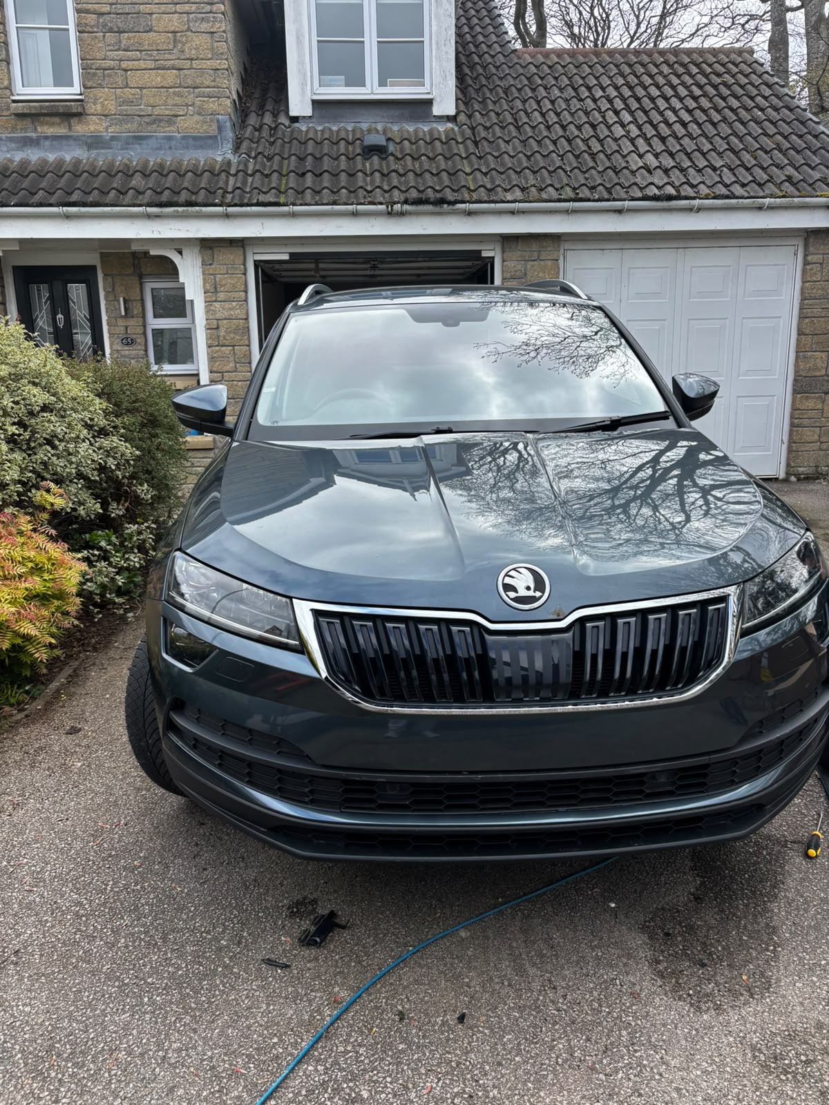Skoda Karoq grey full paint refinish completed at customer address
