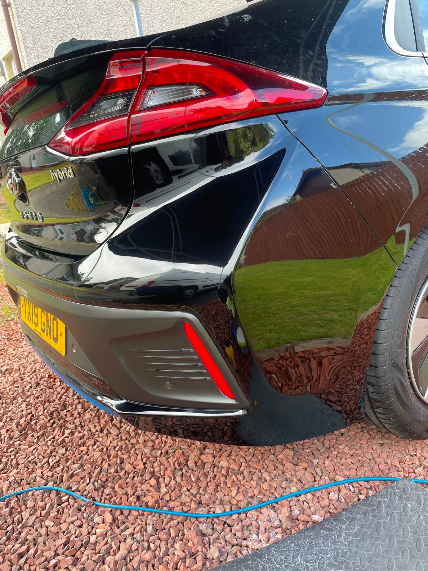 Hyundai Ioniq black rear bumper repair completed in Scotland