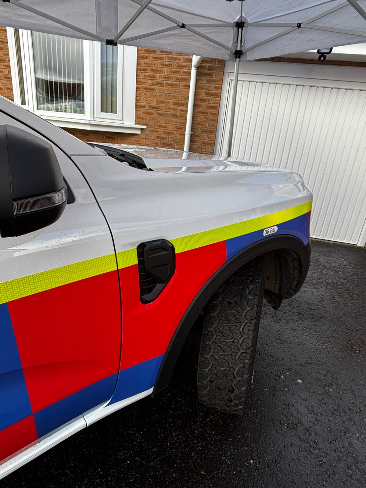 New panel fitted and refinished on an emergency response vehicle